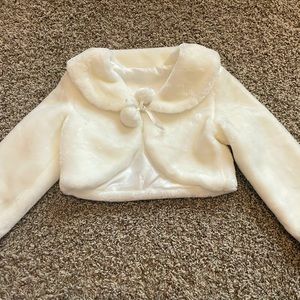 Girls white faux fur 1/2 jacket/cape (runs small)